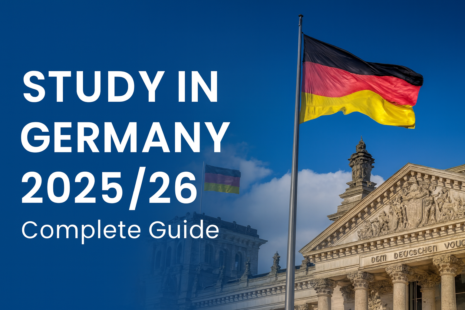 Study in Germany 2025/26 guide for international students with German flag and university building