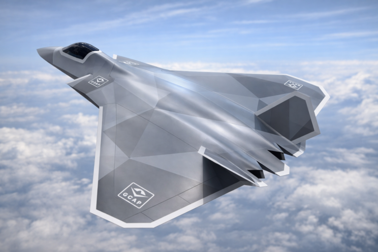 GCAP fighter jet stealth concept flying in the air
