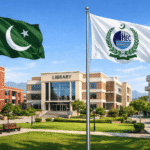 Public universities in Pakistan showing education buildings with Pakistan and HEC flags